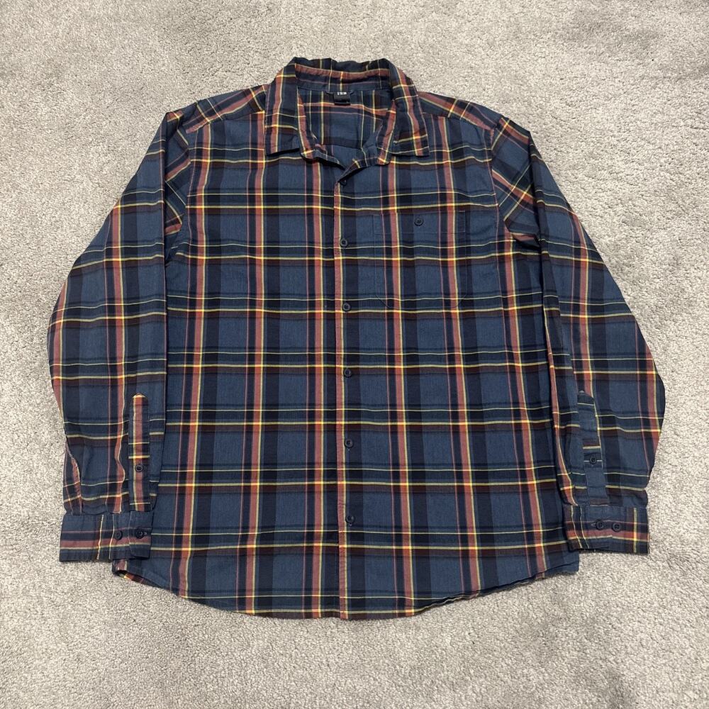 Mountain Hardwear Shirt Mens Size Large Blue Cotton Plaid Shirt Outdoor